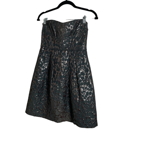 BCBGMaxazria metallic jacquard Eve strapless dress size 4 - Picture 1 of 10